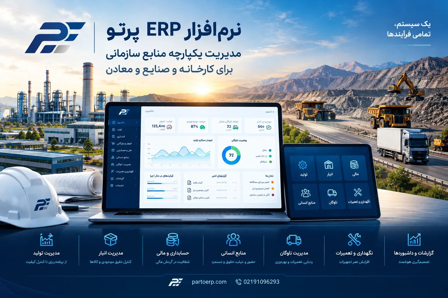 نرم‌افزار ERP پرتو | مدیریت یکپارچه منابع سازمانی برای کارخانه و صنایع و معادن