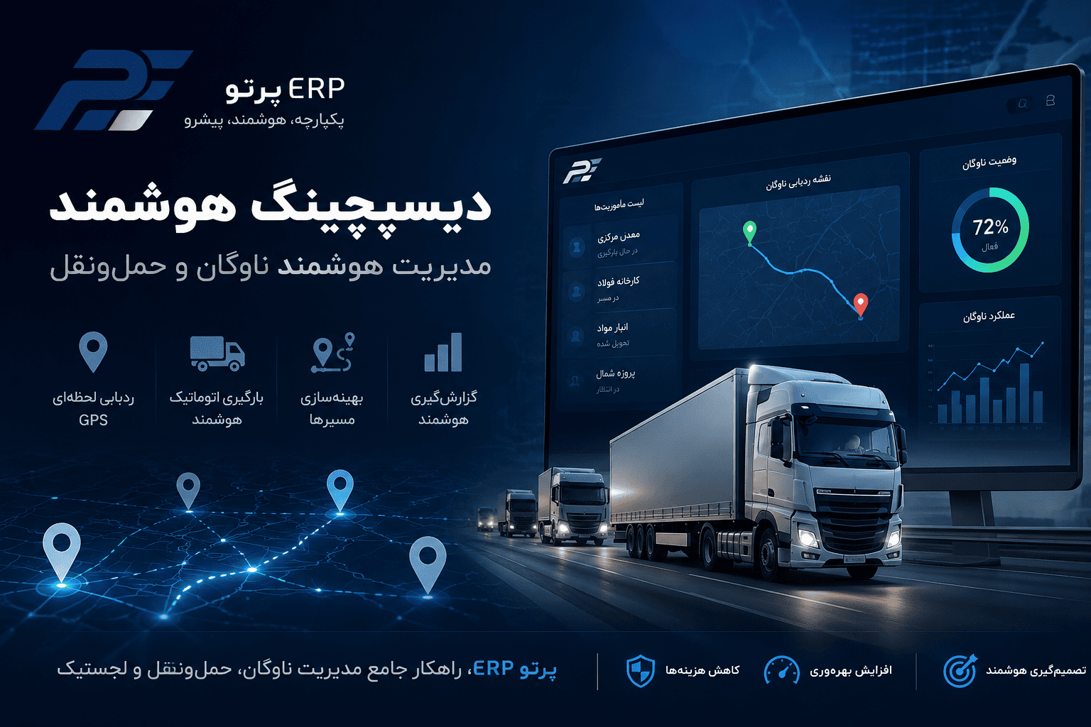 دیسپچینگ هوشمند در ERP؛ مدیریت هوشمند ناوگان، بارگیری و حمل‌ونقل با GPS در نرم افزار پرتو ERP