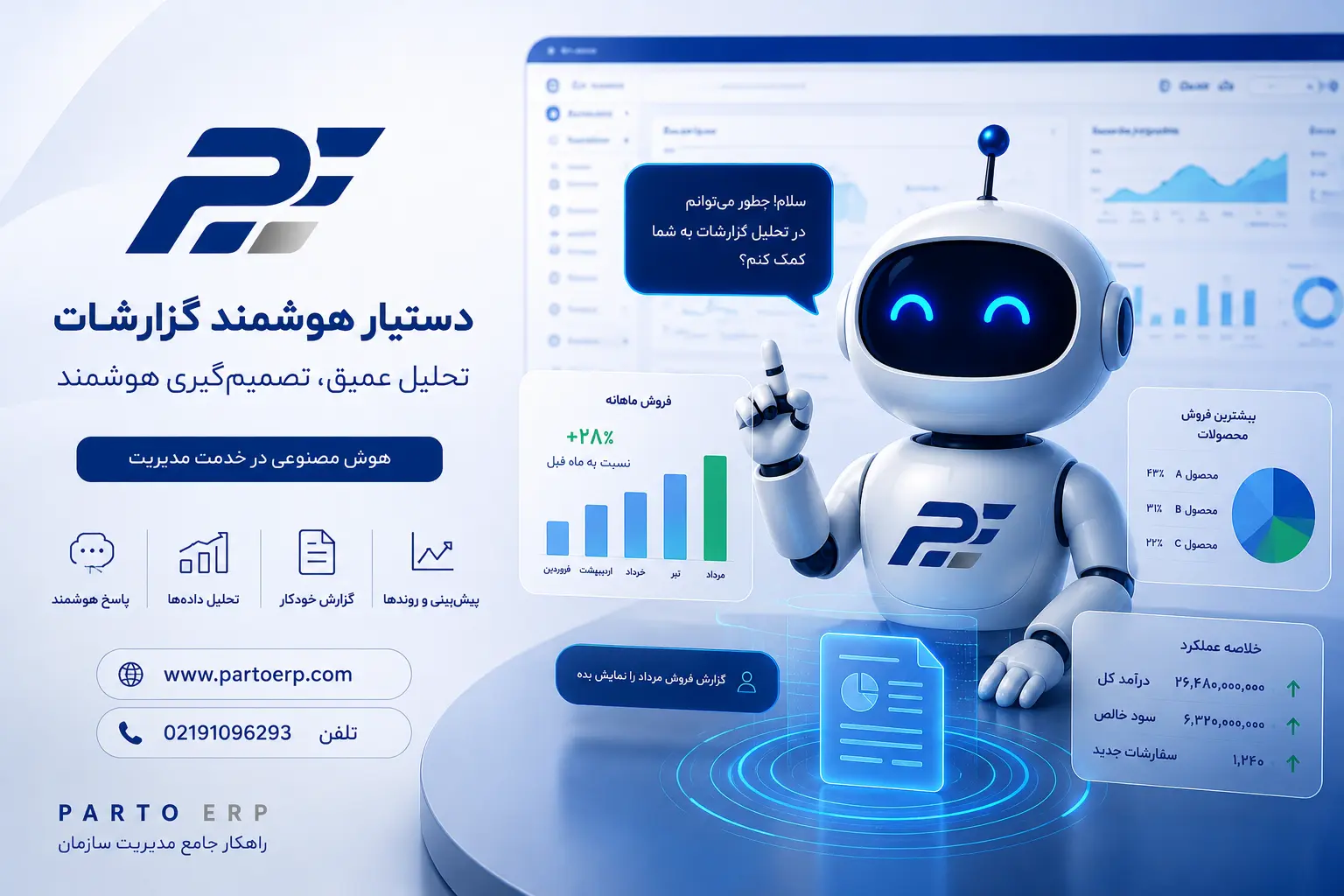 دستیار هوشمند ERP؛ نسل جدید مدیریت، تحلیل و گزارش‌گیری با هوش مصنوعی