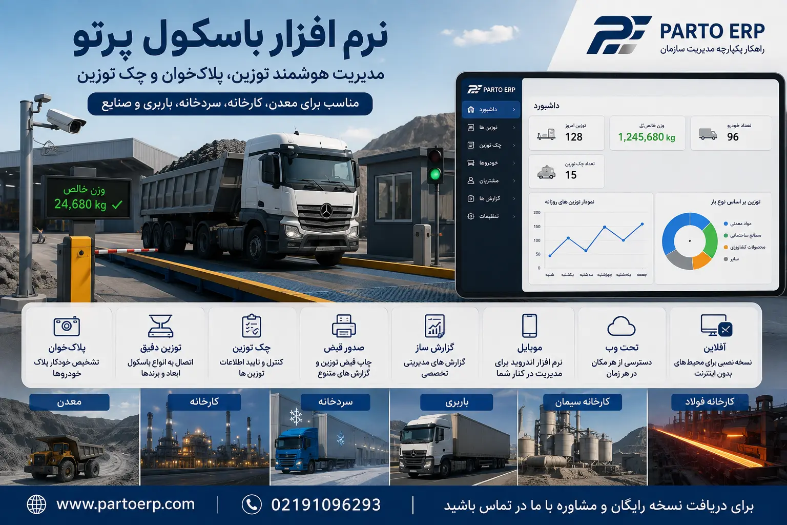 نرم افزار باسکول چیست؟ راهنمای کامل سیستم توزین، باسکول کارخانه، معدن و باسکول پلاک‌ خوان