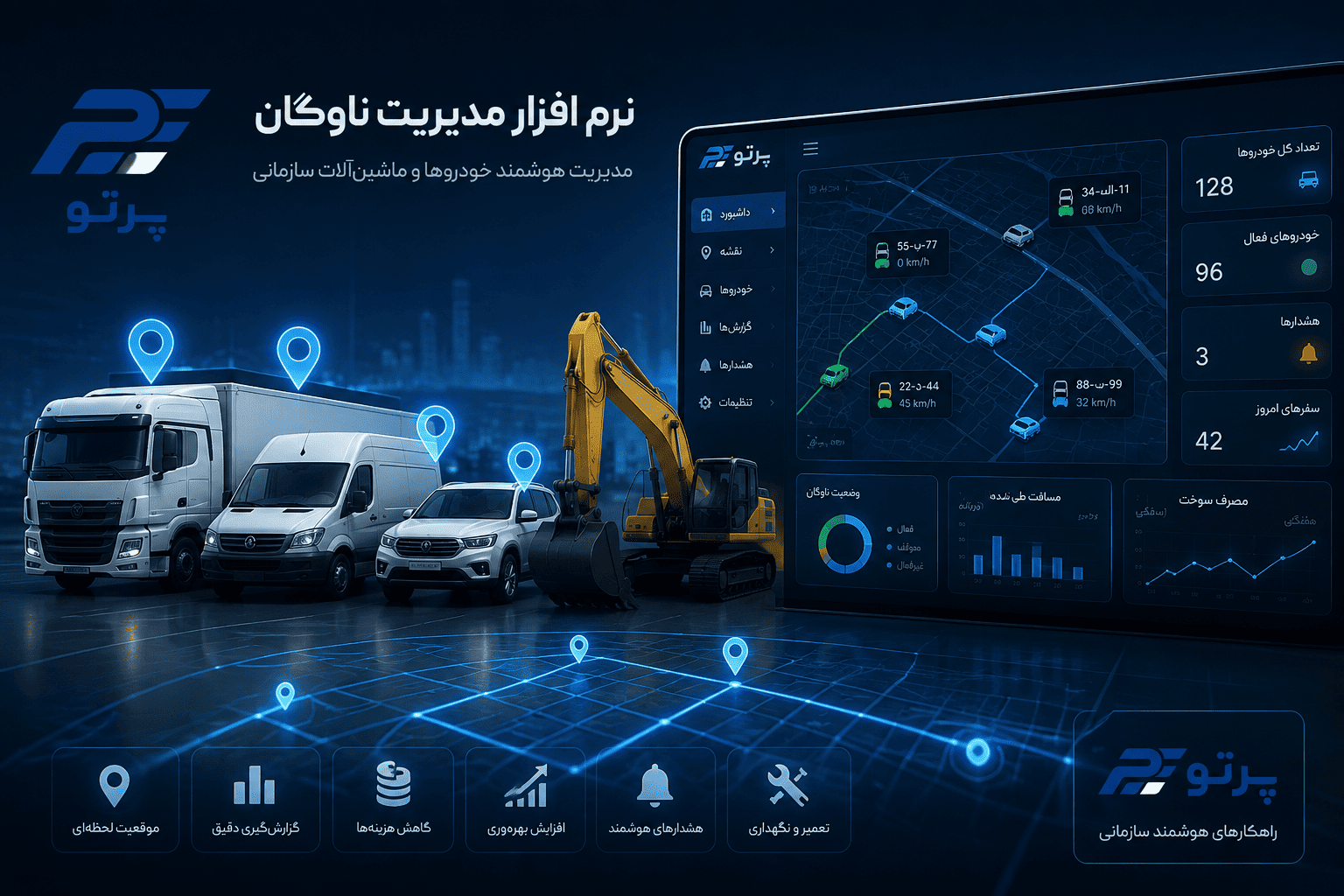 نرم افزار مدیریت ناوگان؛ راهکار هوشمند مدیریت خودروها، ماشین‌آلات و تعمیر و نگهداری ناوگان