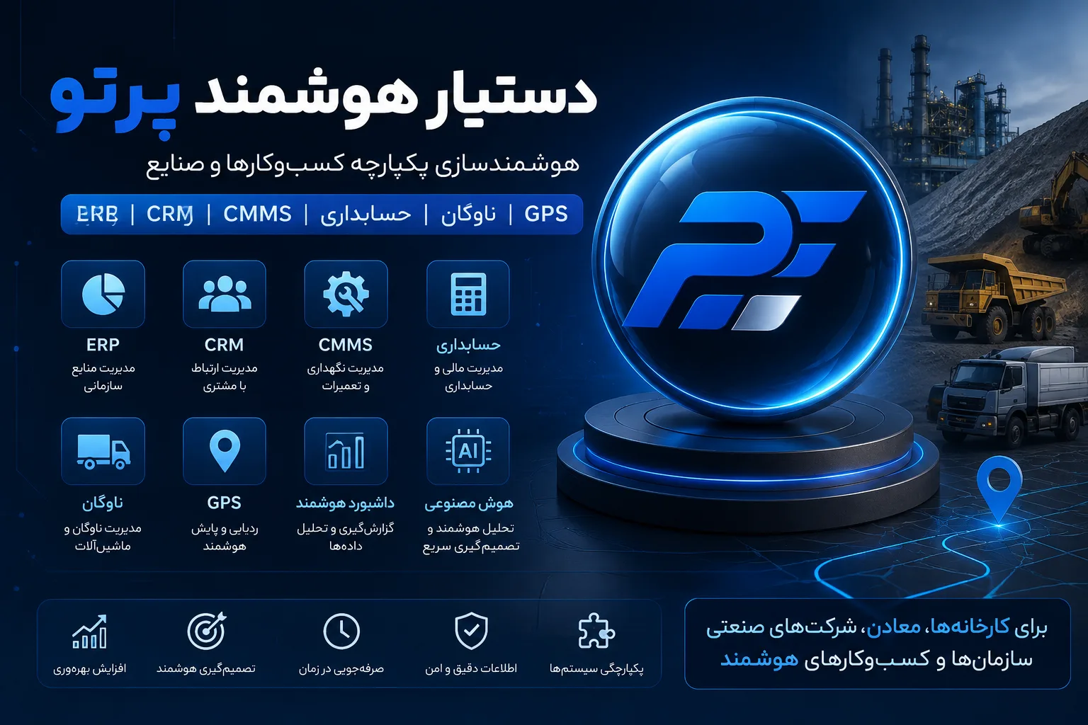 دستیار هوشمند پرتو چیست؟ | دستیار هوشمند ERP، CRM، CMMS، حسابداری، ناوگان و GPS برای کارخانه و معدن